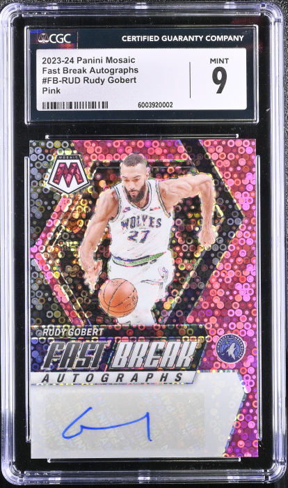 2023-24 Mosaic Rudy Gobert #FB-RUD Pink 01 /15 Autographed CGC 9 MINT